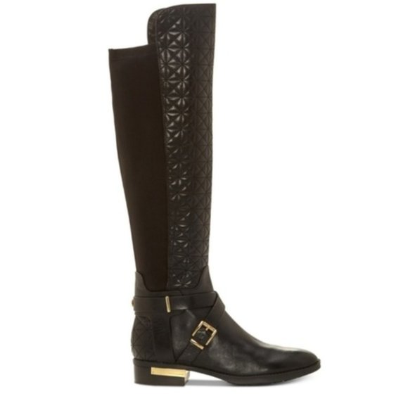 NWOT! Vince Camuto "Patira" Quilted Black Leather Riding Boots! - Picture 1 of 14